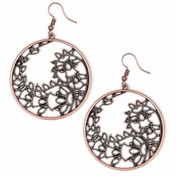 Copper Vine Pattern Earrings.